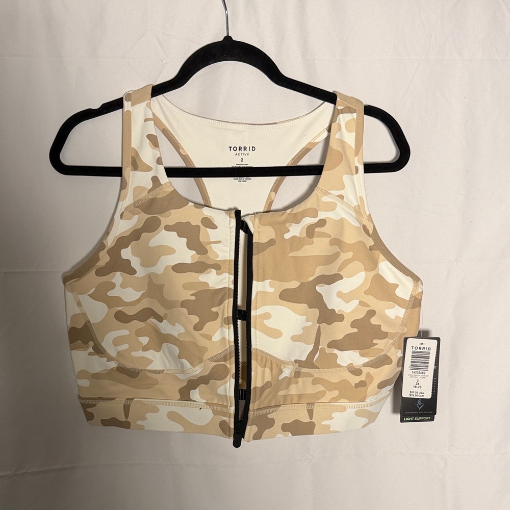 Torrid Camouflage Crop Top - Tan and Cream